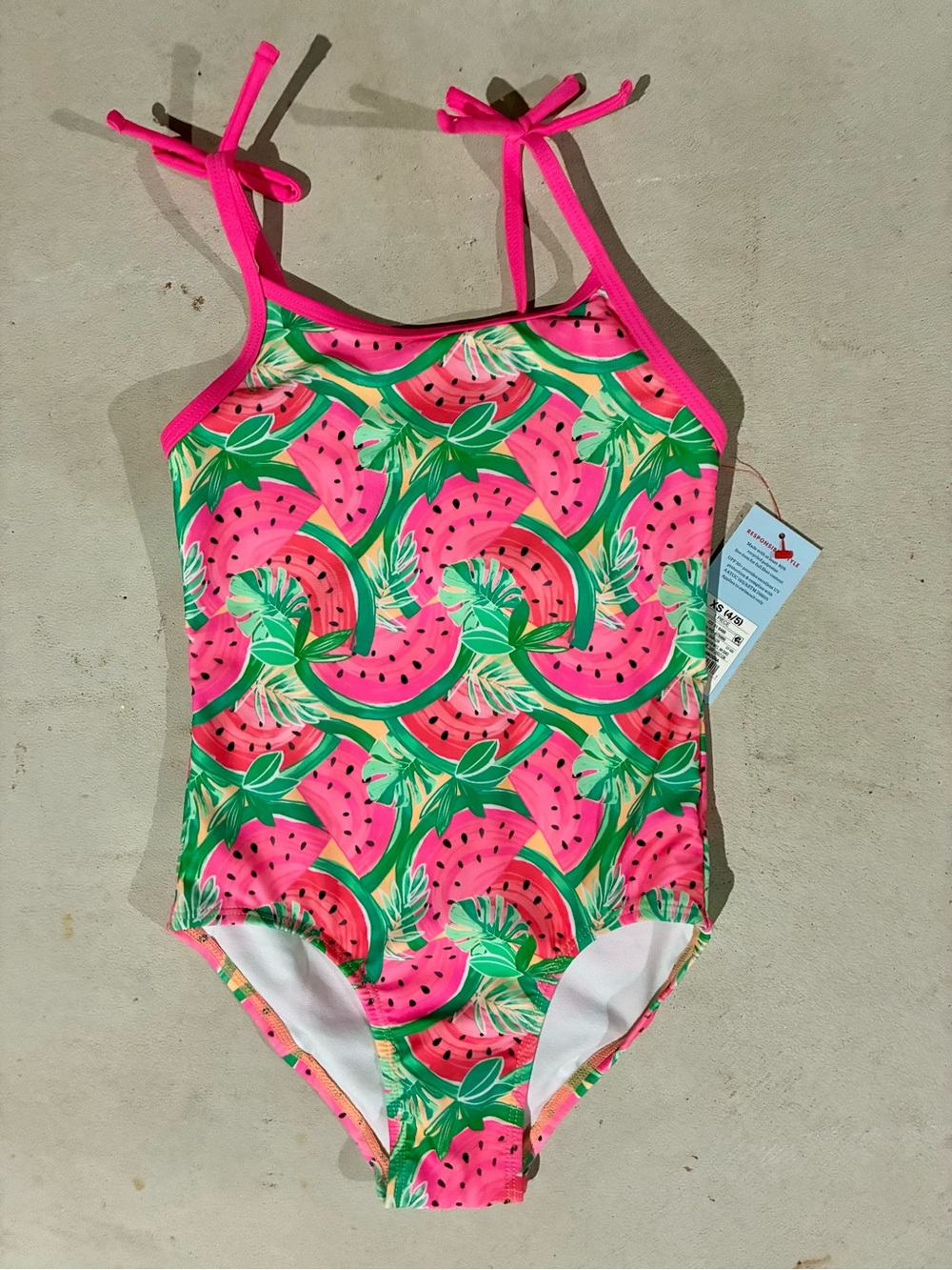 Cat & Jack Pink and Green Watermelon Print One-Piece Swimsuit